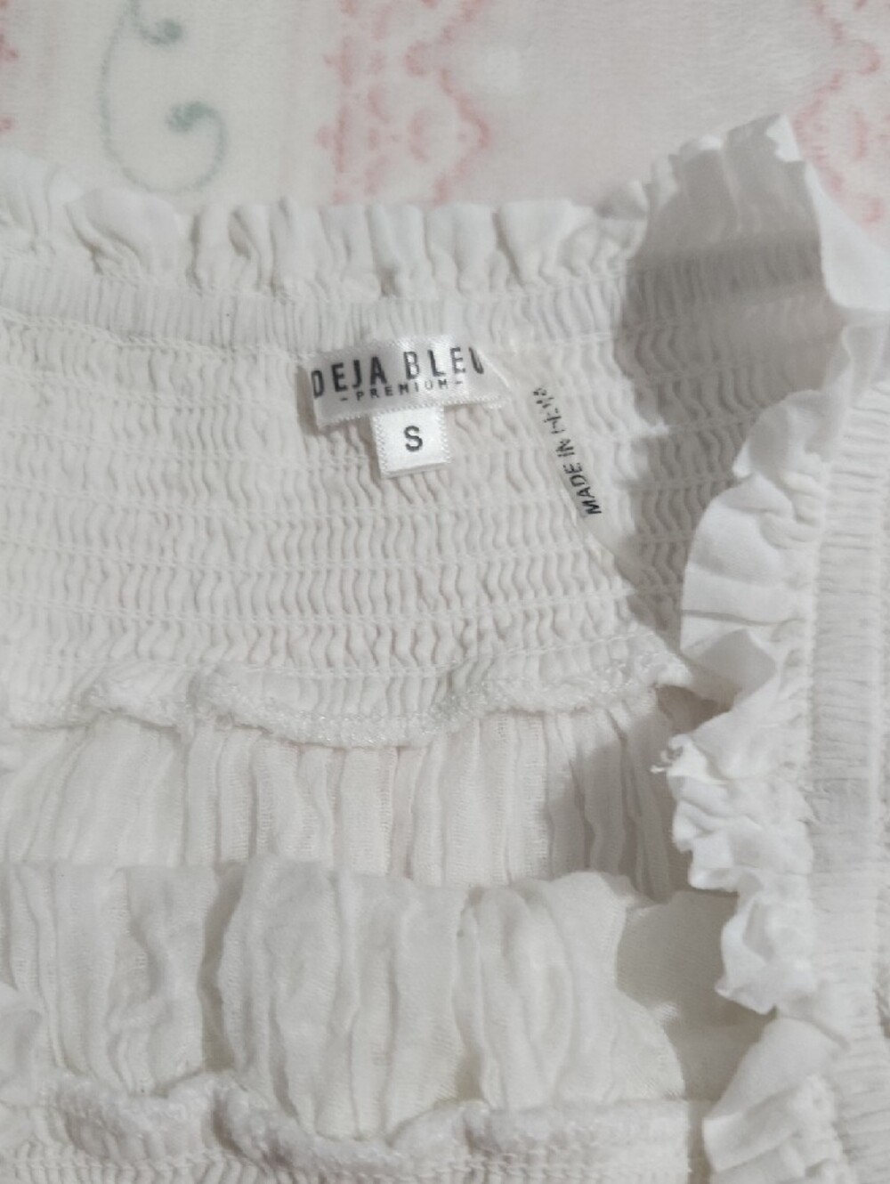 White Maxi Skirt with Brown Lace Trim - Picture 7 of 9